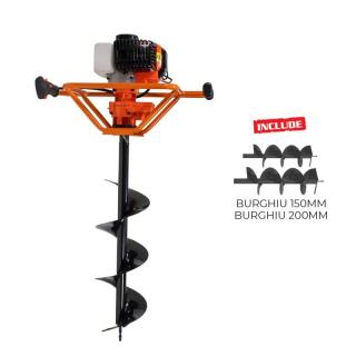 Motoburghiu RURIS TT 12, benzina 2.3CP, include burghiu 150, 200 mm
