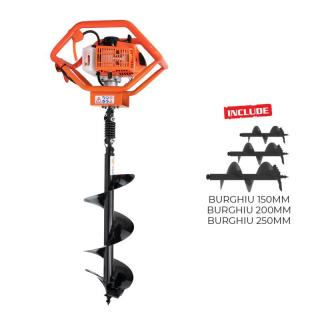 Motoburghiu RURIS TT 14, benzina 3CP, include burghiu 150, 200, 250 mm