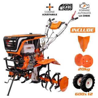 Motosapatoare RURIS 918K 18 CP, 2+1 trepte, latime lucru 75-110 cm + roti cauciuc 6.00-12+rarita+set contragreutati 20kg