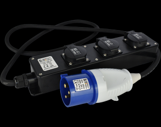 Prelungitor-adaptor KS EX1.5M-3S Konner  Sohnen, 5000 W, 1.5 metri, stecher 1 x 32А   230V, prize 3 x 16А   230V, cablu 3 2.5 mm din cupru