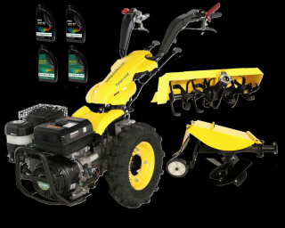 ProGARDEN Campo U16E motocultor multifunctional 14CP, benzina, EU V, pornire electrica, 3+2 viteze, reductor cu freza tractata 90 cm si plug rotativ + ulei motor si transmisie CADOU