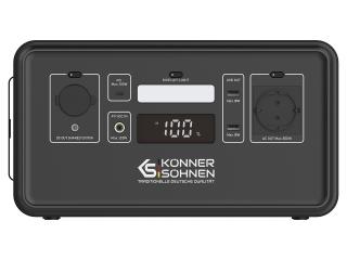 Satie portabila de alimentare KS 500PS Konner Sohnen, baterie LiFePO4 putere nominala 500 W, putere maxima 1000 W, capacitate baterie 448 Wh, 1x Schuko 230 V 50 Hz, afisaj LED