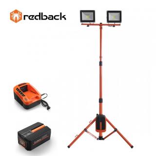 Set Redback stand cu 2 proiectoare LED ED40 2x20W 40V + acumulator Li-Ion EP40 40V 4Ah + incarcator EC20 40V 2A