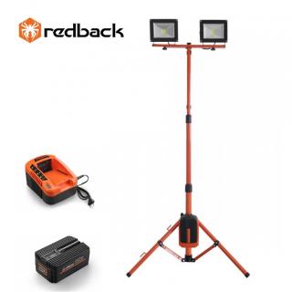 Set Redback stand cu 2 proiectoare LED ED40 40V 2x20W + acumulator Li-Ion EP60 40V 6Ah + incarcator rapid EC50 40V 5A