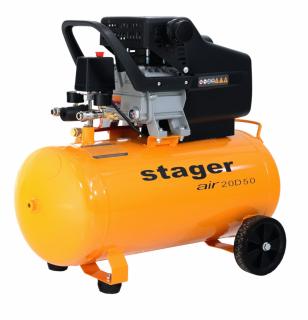 Stager Air 20D50 compresor aer, 50L, 8bar, 200L min, monofazat, angrenare directa
