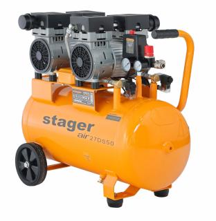 Stager Air 27DS50 compresor aer, 50L, 8bar, 270L min, monofazat, angrenare directa, silentios