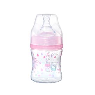 Biberon cu gat larg Babyono roz bufnite 120 ml