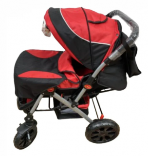 Carucior 0-36 luni, cu maner reversibil, geanta de accesorii si cos cumparaturi, Rosu