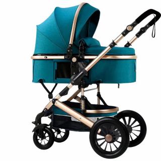 Carucior 2 in 1, Bubu Still, Dubla suspensie pe roata si cadru, Geanta inclusa, Roata cauciuc, turcoise