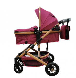 Carucior 2 in 1, cu suspensie dinamica, landou reversibil, geanta pentru accesorii, multifunctional, mov