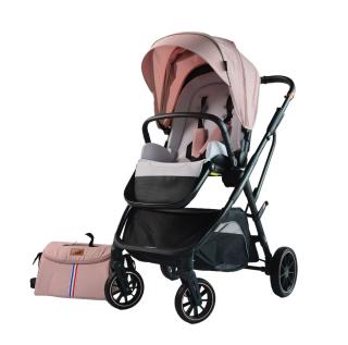 Carucior copii, 0-36 luni, sarcina maxima 22 kg, Landou reversibil, Colectie Lux, Geanta de scutece, Roz pudra