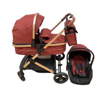 Carucior copii, 3 in 1, ultrapliabil si cu landou reversibil, cu perna reductoare in interior, albastru