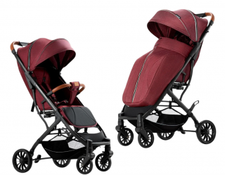 Carucior sport, tip troler, Cu husa de iarna detasabila, Roti cauciuc, Strangere ultracompacta, S1, Rosu grena