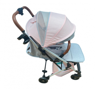 Carucior sport, ultrausor si ultrapliabil, cu pozitie de somn, tip troller, cu accesorii din piele, sarcina maxima 22 Kg - Bubu-Still, Roz