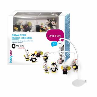 Carusel muzical multicolor pentru patut cu jucarii de plus ECHIPA DE VIS Babyono