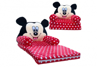 Fotoliu Mickey Mouse Plush 85x45x40cm, negru   rosu   alb,cu bulinute, extensibil