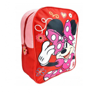 Ghiozdan Minnie Mouse, rosu cu floricele, 32x26x10cm