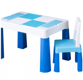 Masa cu 1 scaun, 2 Fete, O Fata Compatibila Set de Lego, albastru