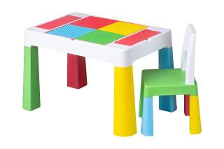 Masa cu 1 scaun, 2 Fete, O Fata Compatibila Set de Lego, Multicolor