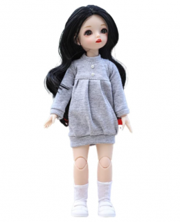 Papusa, cu articulatii mobile, Fashion Doll, Cu rochita tricotata