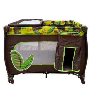 Patut pliabil, cu 2 nivele, masa de infasat si sac colector, bej verde