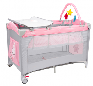 Patut pliant 2 nivele Juju Sleepy Baby, Hunny Bunny