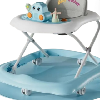 Premergator cu jucarii, Muzical, Cadru bazal antirasturnare, 6 roti duble, Albastru