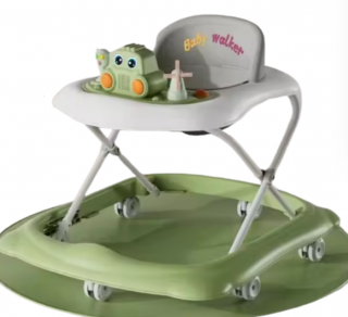 Premergator cu jucarii, Muzical, Cadru bazal antirasturnare, 6 roti duble, Verde