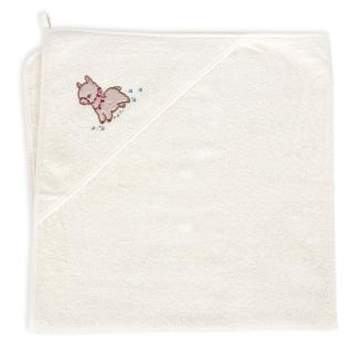 Prosop Baie cu Gluga Copii, 100%Bumbac, 460g m2, Moale, Absorbant, Ceba Baby 100x100cm, Lama, alb
