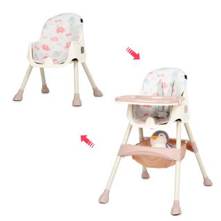 Scaun de masa 2 in 1 Juju EatSmile, Pink-Elephants