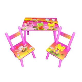 Set masuta cu scaunele, 59x39x40 cm, roz