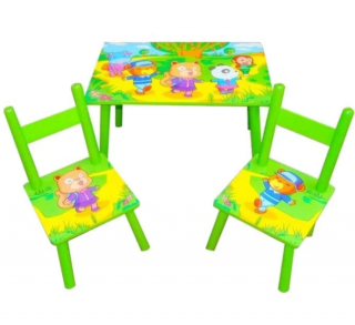 Set masuta cu scaunele, 59x39x40 cm, verde