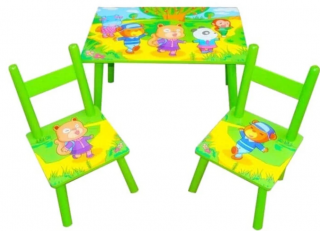 Set masuta cu scaunele, Din lemn, Ilustrate