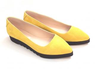 Balerini din piele Yellow Cora