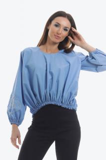 Bluza norisor din bumbac cu maneci ample brodate