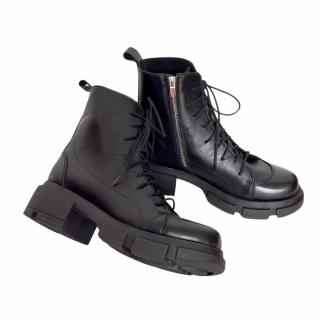 Ghete dama din piele naturala cu talpa usoara Edina Black