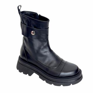 Ghete dama din piele naturala cu talpa usoara Genny Black