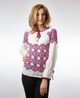 IE tricotata cu model traditional rosu violet Onibon