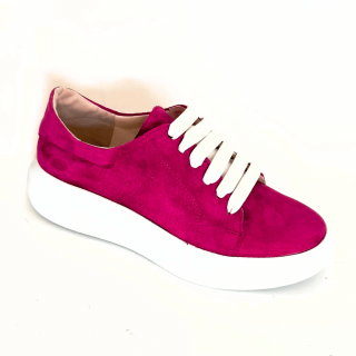 Pantofi sport dama din piele intoarsa cu talpa usoara Vale Fucsia