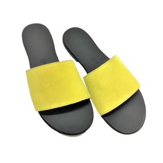 Papuci de dama din piele Elisa Yellow