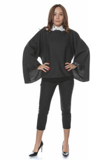 Pulover asimetric oversize cu doua fete Gri si Negru