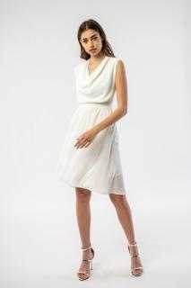 Rochie eleganta in clos, cu drapaj, White Daisy