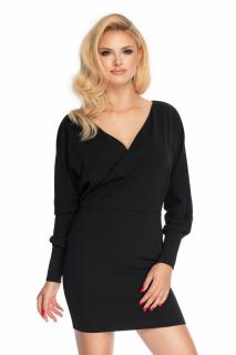 Rochie scurta neagra cu maneci lungi si decolteu petrecut in V