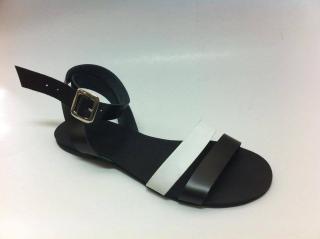 Sandale de dama din piele double stripe BlackWhite