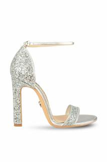 Sandale Mihai Albu din piele High Silver Glitter