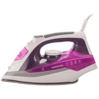 Fier de calcat Daewoo DSI20P, Talpa ceramica, 2400 W, 350 ml, 55 g min, abur vertical, auto curatare, maner cauciucat, Violet