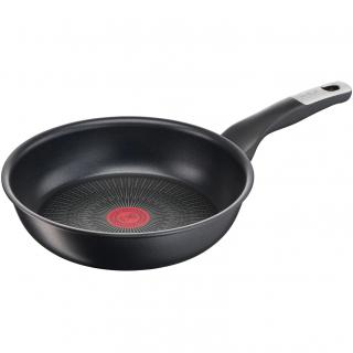 Tigaie Tefal Unlimited G2550472, 24 cm, Thermo-Spot, invelis antiaderent Titanium, Aluminiu, Negru