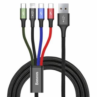 Cablu de Date USB la Lightning, 2 x Type-C, Micro-USB 3.5A, 1.2m Baseus (CA1T4-B01) Negru