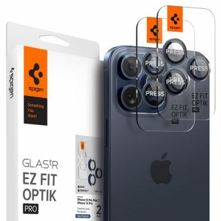 Folie Camera pentru iPhone 14 Pro   14 Pro Max   15 Pro   15 Pro Max (set 2) Spigen Glas.tR Optik Albastru Titanium