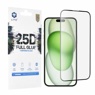 Folie pentru iPhone 15 Plus Lito 2.5D FullGlue Glass Negru